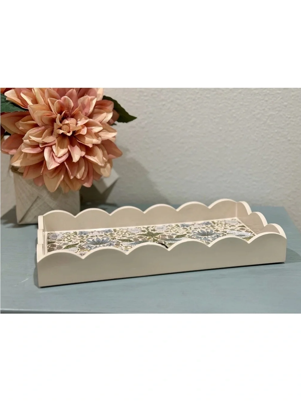 Morris & Co Strawberry Thief Scalloped Decorative Vanity Tray 12